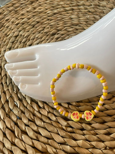 Kinder Enkelbandje Geel/ Roze